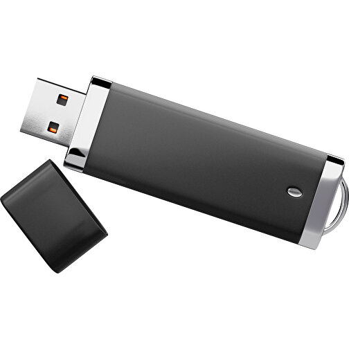 PromoPerfect USB-STICK 2.0 PLASTIK , schwarz MB , 16 GB , Gummiplastik, Kunststoff MB , 7,00cm x 0,70cm x 2,00cm (Länge x Höhe x Breite), Bild 1