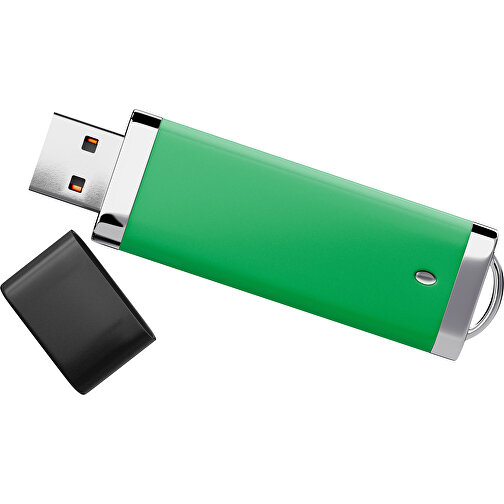 PromoPerfect USB-STICK 2.0 PLASTIK , grün / schwarz MB , 8 GB , Gummiplastik, Kunststoff MB , 7,00cm x 0,70cm x 2,00cm (Länge x Höhe x Breite), Bild 1