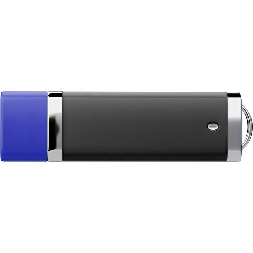 PromoPerfect USB-STICK 2.0 PLASTIK , schwarz / blau MB , 65 GB , Gummiplastik, Kunststoff MB , 7,00cm x 0,70cm x 2,00cm (Länge x Höhe x Breite), Bild 2