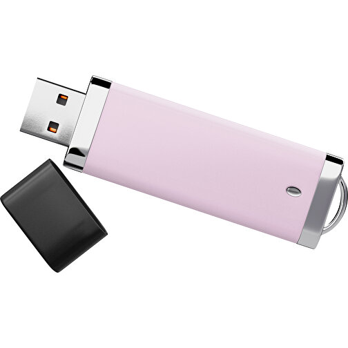 PromoPerfect USB-STICK 2.0 PLASTIK , zartrosa / schwarz MB , 65 GB , Gummiplastik, Kunststoff MB , 7,00cm x 0,70cm x 2,00cm (Länge x Höhe x Breite), Bild 1