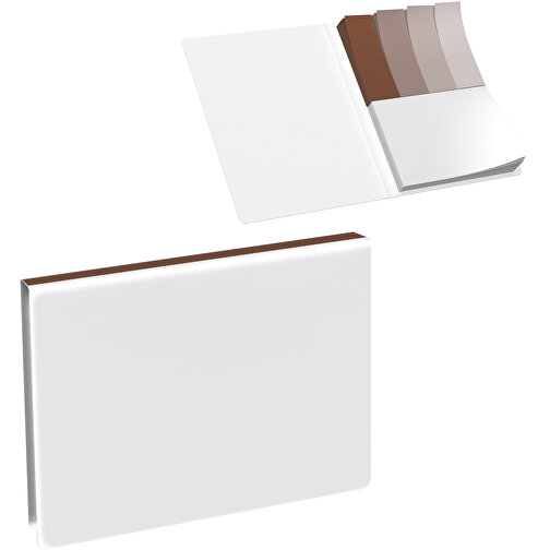 Softcover Haftnotiz-Set Mina , weiss / dunkelbraun, Papier, 10,50cm x 0,60cm x 7,50cm (Länge x Höhe x Breite), Bild 1