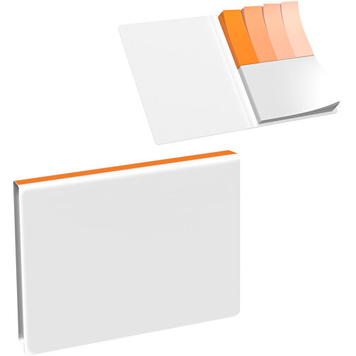 Softcover Haftnotiz-Set Mina , weiss / gelborange, Papier, 10,50cm x 0,60cm x 7,50cm (Länge x Höhe x Breite), Bild 1