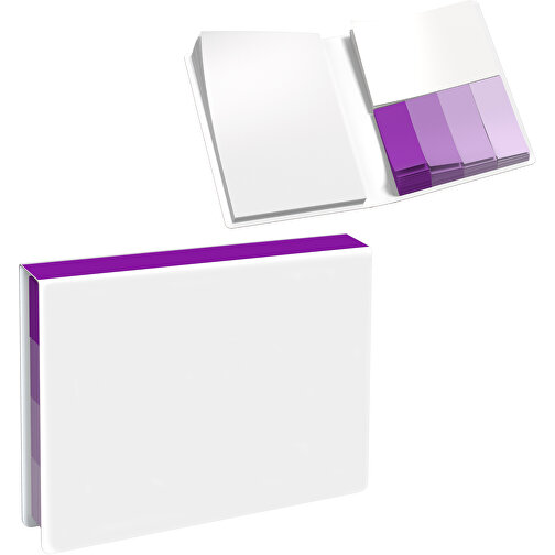 Softcover Haftnotiz-Set Stacey , weiss / dunkelmagenta, Papier, 10,60cm x 1,00cm x 7,60cm (Länge x Höhe x Breite), Bild 1