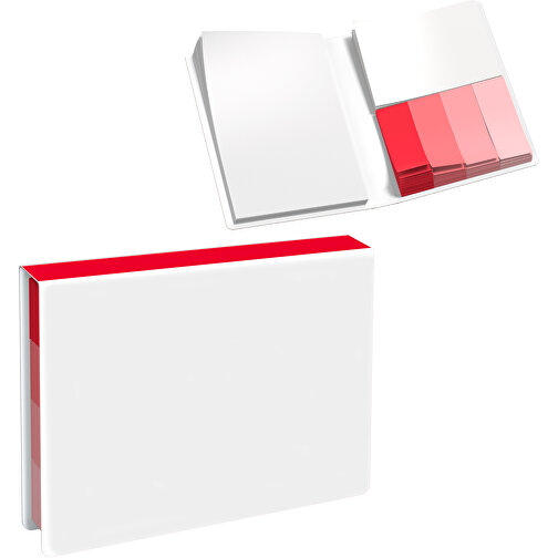 Softcover Haftnotiz-Set Stacey , weiss / ampelrot, Papier, 10,60cm x 1,00cm x 7,60cm (Länge x Höhe x Breite), Bild 1