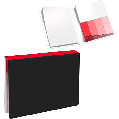 Softcover Haftnotiz-Set Stacey , schwarz / ampelrot, Papier, 10,60cm x 1,00cm x 7,60cm (Länge x Höhe x Breite), Bild 1