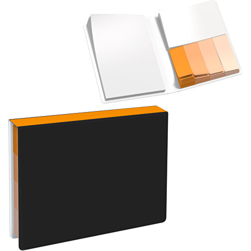 Softcover Haftnotiz-Set Stacey , schwarz / kürbisorange, Papier, 10,60cm x 1,00cm x 7,60cm (Länge x Höhe x Breite), Bild 1