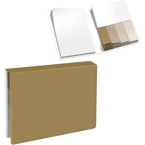 Softcover Haftnotiz-Set Stacey , gold, Papier, 10,60cm x 1,00cm x 7,60cm (Länge x Höhe x Breite), Bild 1