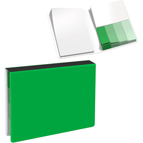 Softcover Haftnotiz-Set Stacey , grün / schwarz, Papier, 10,60cm x 1,00cm x 7,60cm (Länge x Höhe x Breite), Bild 1