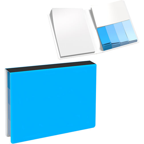 Softcover Haftnotiz-Set Stacey , himmelblau / schwarz, Papier, 10,60cm x 1,00cm x 7,60cm (Länge x Höhe x Breite), Bild 1