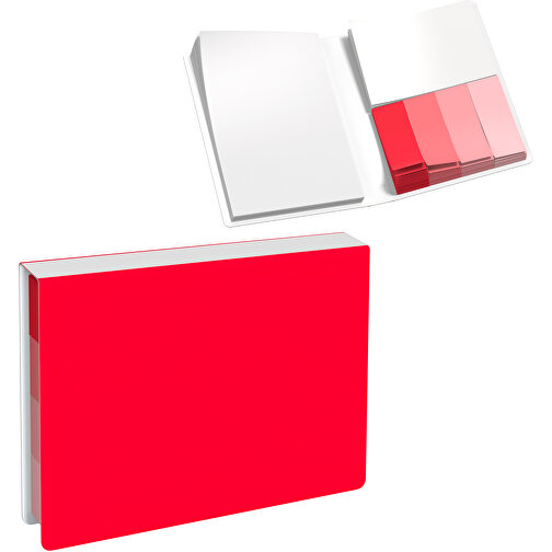 Softcover Haftnotiz-Set Stacey , ampelrot / weiss, Papier, 10,60cm x 1,00cm x 7,60cm (Länge x Höhe x Breite), Bild 1