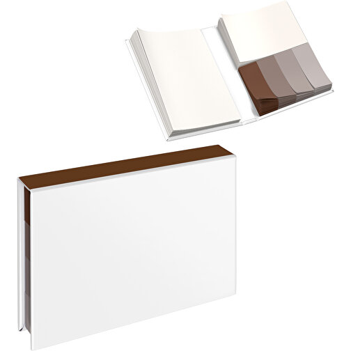 Hardcover Haftnotiz-Set Ana , weiß / dunkelbraun, Papier, 10,50cm x 1,50cm x 7,50cm (Länge x Höhe x Breite), Bild 1