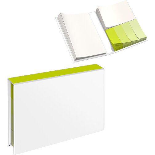 Hardcover Haftnotiz-Set Ana , weiss / hellgrün, Papier, 10,50cm x 1,50cm x 7,50cm (Länge x Höhe x Breite), Bild 1