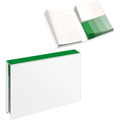 Hardcover Haftnotiz-Set Ana , weiss / grün, Papier, 10,50cm x 1,50cm x 7,50cm (Länge x Höhe x Breite), Bild 1