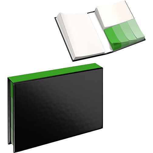 Hardcover Haftnotiz-Set Ana , schwarz / grasgrün, Papier, 10,50cm x 1,50cm x 7,50cm (Länge x Höhe x Breite), Bild 1