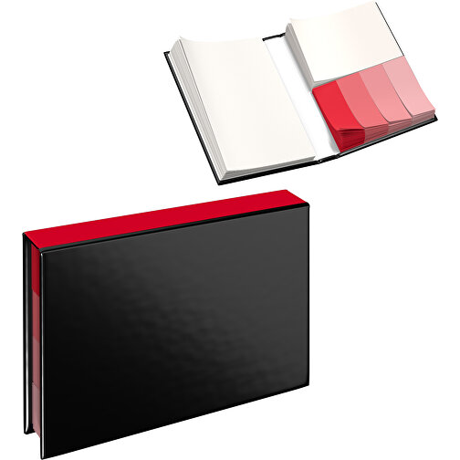 Hardcover Haftnotiz-Set Ana , schwarz / ampelrot, Papier, 10,50cm x 1,50cm x 7,50cm (Länge x Höhe x Breite), Bild 1