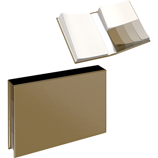 Hardcover Haftnotiz-Set Ana , gold / schwarz, Papier, 10,50cm x 1,50cm x 7,50cm (Länge x Höhe x Breite), Bild 1