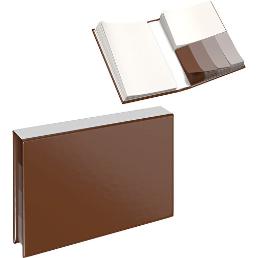 Hardcover Haftnotiz-Set Ana , dunkelbraun / weiss, Papier, 10,50cm x 1,50cm x 7,50cm (Länge x Höhe x Breite), Bild 1