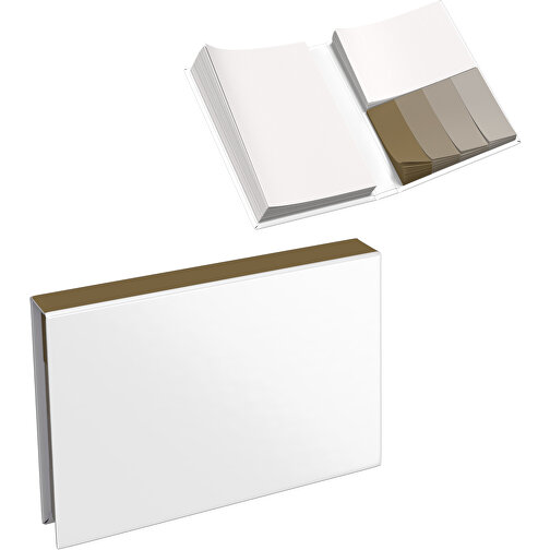 Hardcover Haftnotiz-Set Steffen , weiss / gold, Papier, 10,50cm x 1,80cm x 7,50cm (Länge x Höhe x Breite), Bild 1