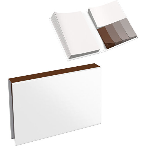 Hardcover Haftnotiz-Set Steffen , weiss / dunkelbraun, Papier, 10,50cm x 1,80cm x 7,50cm (Länge x Höhe x Breite), Bild 1