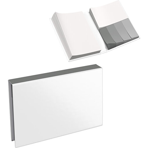 Hardcover Haftnotiz-Set Steffen , weiß / grau, Papier, 10,50cm x 1,80cm x 7,50cm (Länge x Höhe x Breite), Bild 1