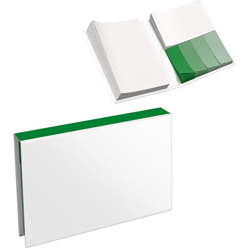 Hardcover Haftnotiz-Set Steffen , weiss / grün, Papier, 10,50cm x 1,80cm x 7,50cm (Länge x Höhe x Breite), Bild 1