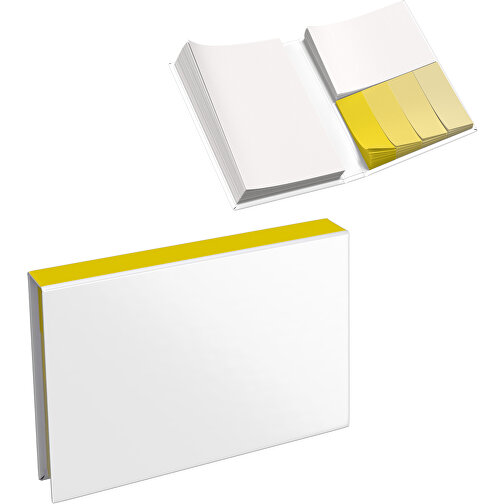 Hardcover Haftnotiz-Set Steffen , weiß / gelb, Papier, 10,50cm x 1,80cm x 7,50cm (Länge x Höhe x Breite), Bild 1