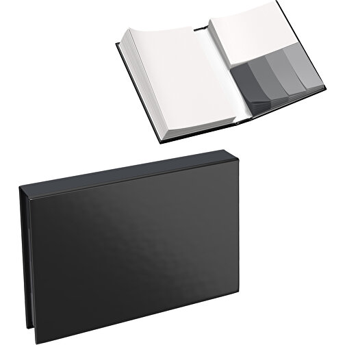 Hardcover Haftnotiz-Set Steffen , schwarz / dunkelgrau, Papier, 10,50cm x 1,80cm x 7,50cm (Länge x Höhe x Breite), Bild 1