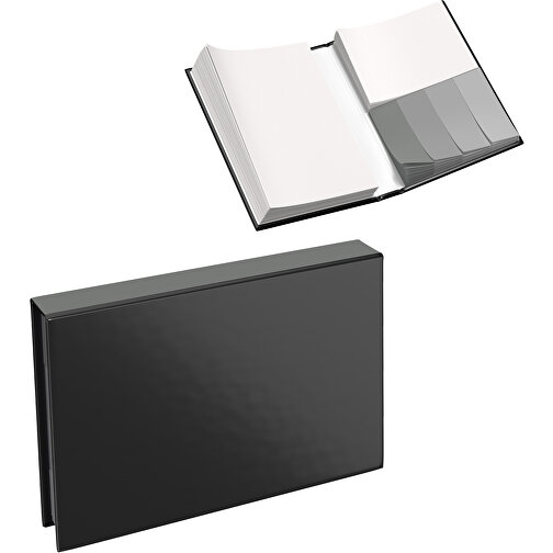 Hardcover Haftnotiz-Set Steffen , schwarz / grau, Papier, 10,50cm x 1,80cm x 7,50cm (Länge x Höhe x Breite), Bild 1