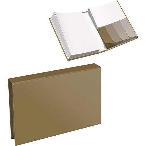 Hardcover Haftnotiz-Set Steffen , gold, Papier, 10,50cm x 1,80cm x 7,50cm (Länge x Höhe x Breite), Bild 1