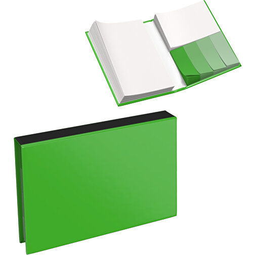 Hardcover Haftnotiz-Set Steffen , grasgrün / schwarz, Papier, 10,50cm x 1,80cm x 7,50cm (Länge x Höhe x Breite), Bild 1