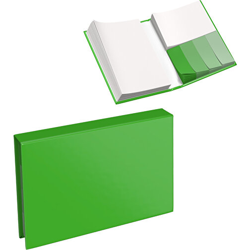 Hardcover Haftnotiz-Set Steffen , grasgrün, Papier, 10,50cm x 1,80cm x 7,50cm (Länge x Höhe x Breite), Bild 1