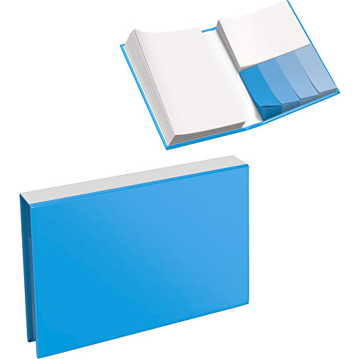 Hardcover Haftnotiz-Set Steffen , himmelblau / weiss, Papier, 10,50cm x 1,80cm x 7,50cm (Länge x Höhe x Breite), Bild 1