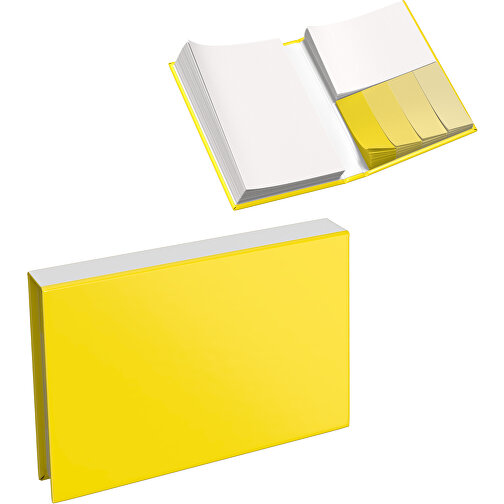 Hardcover Haftnotiz-Set Steffen , gelb / weiss, Papier, 10,50cm x 1,80cm x 7,50cm (Länge x Höhe x Breite), Bild 1