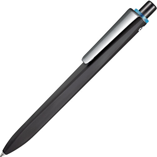 Kugelschreiber RIDGE RECYCLED SOFT M , Ritter-Pen, schwarz/caribic-blau, ABS u. Metall, 14,10cm (Länge), Bild 2