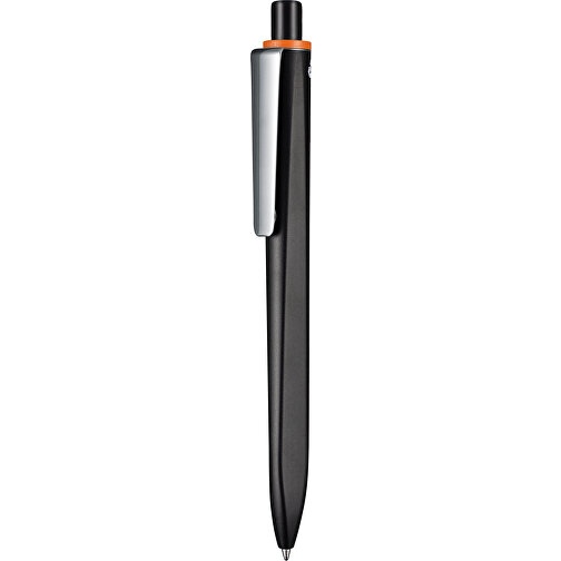 Kugelschreiber RIDGE RECYCLED M , Ritter-Pen, schwarz/orange, ABS u. Metall, 14,10cm (Länge), Bild 1