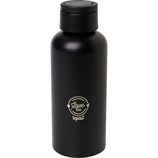 Trinity 600 Ml RCS-zertifizierte Wasserflasche Aus Recyceltem Aluminium Mit RPET-Deckel , schwarz, Recycled Aluminium, Recycelter PP Kunststoff, 7,30cm x 19,30cm x 7,30cm (Länge x Höhe x Breite), Bild 2