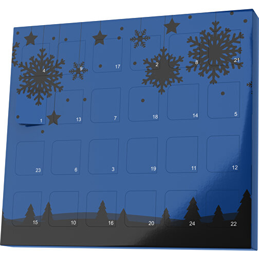 XS Adventskalender Winterlandschaft , Brandt, heidelbeerblau / schwarz, Vollkartonhülle, weiß, 1,60cm x 12,00cm x 14,00cm (Länge x Höhe x Breite), Bild 1