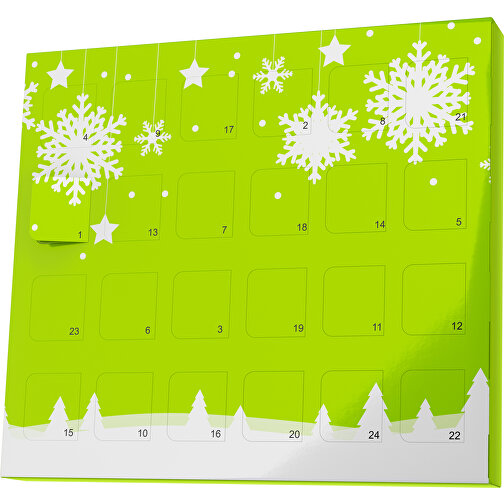 XS Adventskalender Winterlandschaft , Brandt, limone / weiß, Vollkartonhülle, weiß, 1,60cm x 12,00cm x 14,00cm (Länge x Höhe x Breite), Bild 1