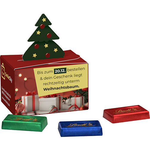 Geschenkbox Mini, Weihnachten , Lindt, Werbeverpackung aus weißem Karton, 3,70cm x 4,50cm x 6,00cm (Länge x Höhe x Breite), Bild 1