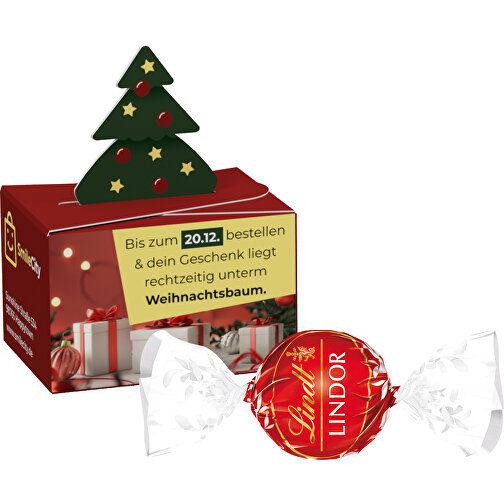 Geschenkbox Mini, Weihnachten , Lindt, Werbeverpackung aus weißem Karton, 3,70cm x 4,50cm x 6,00cm (Länge x Höhe x Breite), Bild 1