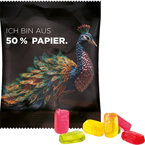 Minitüte 10g, Fruchtgummi Standardformen , Trolli, Papierfolie, 8,40cm x 7,00cm (Höhe x Breite), Bild 1