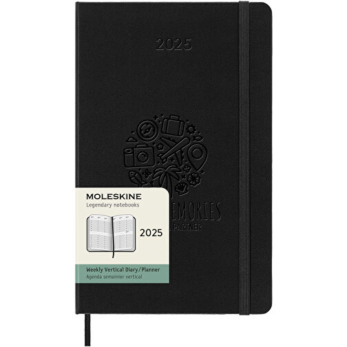 Moleskine Hardcover 12 Monate Wochenkalender L Vertikal , schwarz, PP Kunststoff, FSC certified paper, 13,00cm x 21,00cm x 1,40cm (Länge x Höhe x Breite), Bild 2