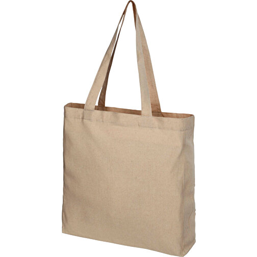 Pheebs 210 G/m² Recycelte Tragetasche Mit Seitenfalten 13L , heather natur, 40% Recyclingbaumwolle, 60% Recyceltes Polyester, 210 g/m2, 38,00cm x 41,00cm x 8,50cm (Länge x Höhe x Breite), Bild 1