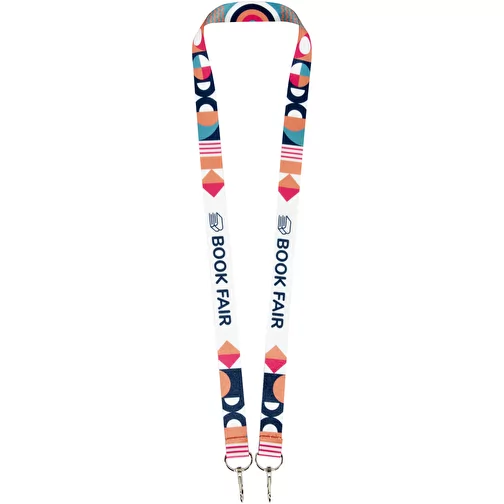 Leia lanyard de RPET en sublimación con 2 mosquetones, Imagen 1