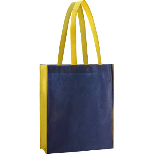 PP-Tasche , dunkelblau / gelb, 100 % Polypropylen, 42,00cm x 10,00cm x 38,00cm (Länge x Höhe x Breite), Bild 1