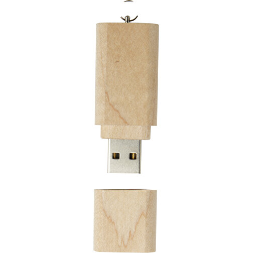 Schlüssel USB-Stick 2.0 Aus Holz , hellbraun MB , 4 GB , Holz, Aluminium MB , 5,80cm x 1,00cm x 2,00cm (Länge x Höhe x Breite), Bild 3