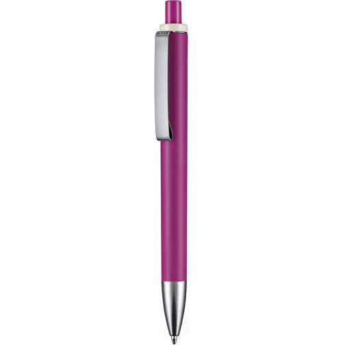 Kugelschreiber EXOS SOFT , Ritter-Pen, fuchsia / elfenbein, ABS u. Metall, 14,10cm (Länge), Bild 1