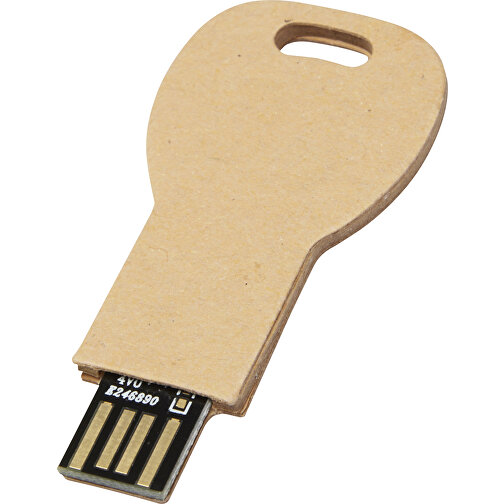 Schlüssel USB-Stick 2.0 Aus Recyceltem Papier , kraftpapier MB , 128 GB , Recyceltes Papier, Aluminium MB , 5,80cm x 3,00cm x 0,30cm (Länge x Höhe x Breite), Bild 1