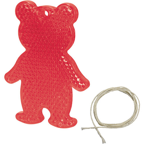 Sicherheitsreflektor 'Bär' , rot-transparent, PS, 7,00cm x 0,60cm x 5,00cm (Länge x Höhe x Breite), Bild 1