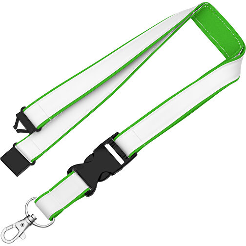 Lanyard Classic Neo , Promo Effects, weiss / grasgrün, Polyester / Satin, 92,00cm x 2,50cm (Länge x Breite), Bild 1